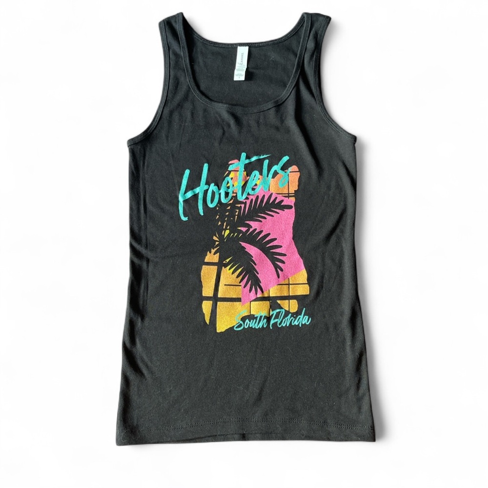 Bella Canvas Black Tank Top with Pink and Teal Graphic